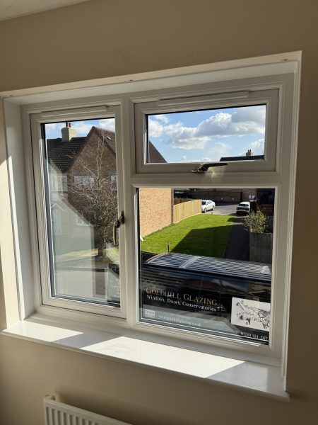 New white uPVC casement window fitted in a home in Shaftesbury, Dorset