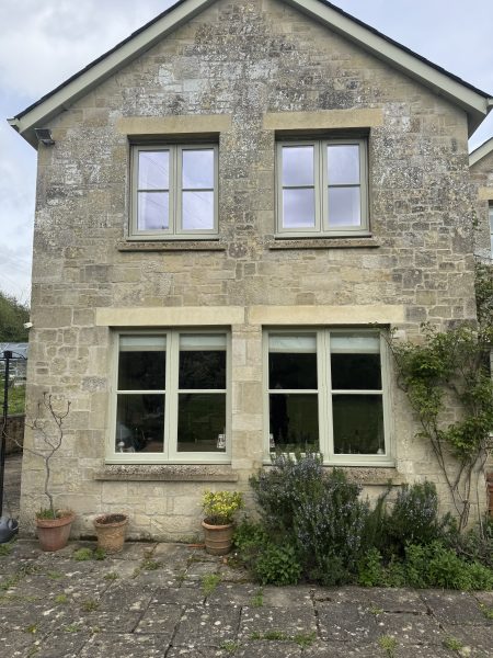 pebble grey flush casement windows installation in Salisbury, Wiltshire by Goldhill Glazing