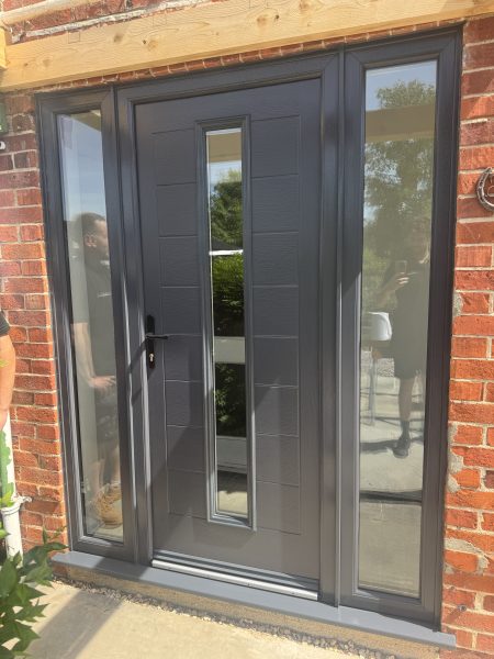 Anthracite grey composite front door installed in Fontmell Magna