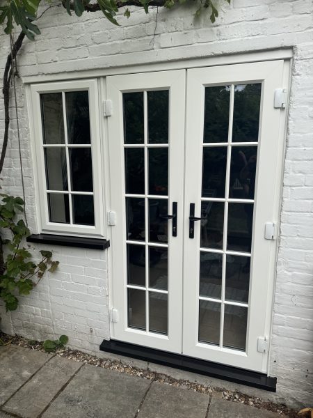 White Ash French doors and combination window in Sturminster Newton