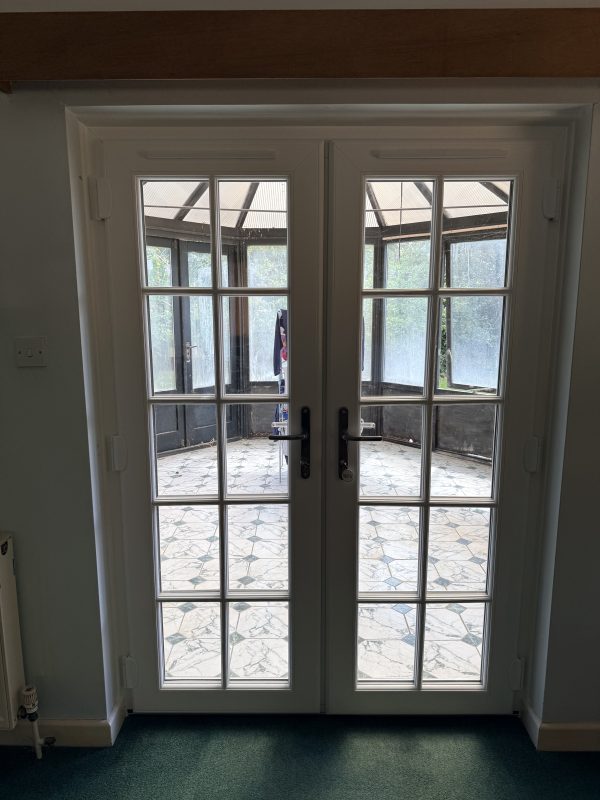 White uPVC French Doors Installed in Blandford Forum, Dorset